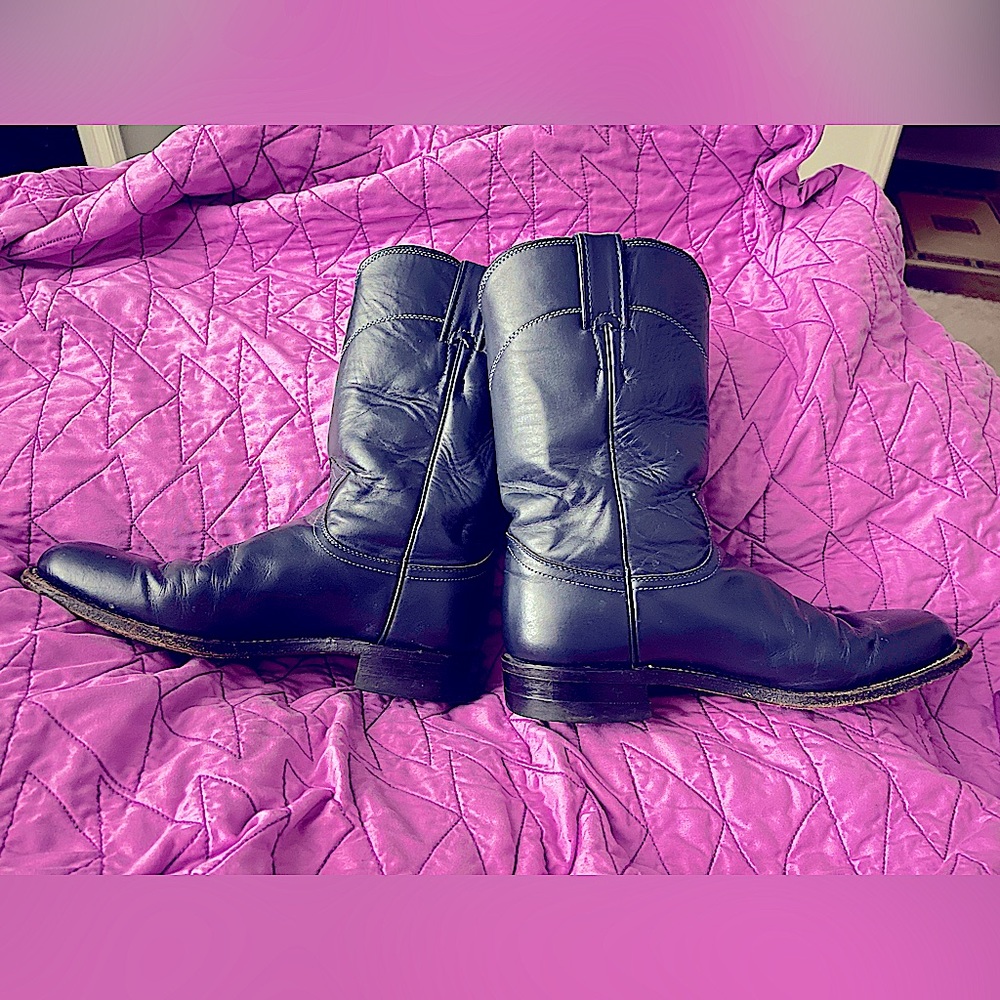 7.5B Justin Deep Blue Ladies L3057 Wild Navy Blue Roper Western Cowboy Boots
